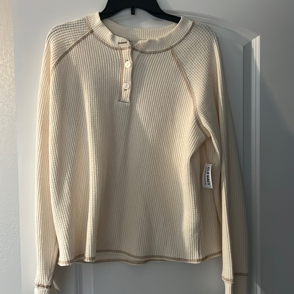 White waffle knit shirt